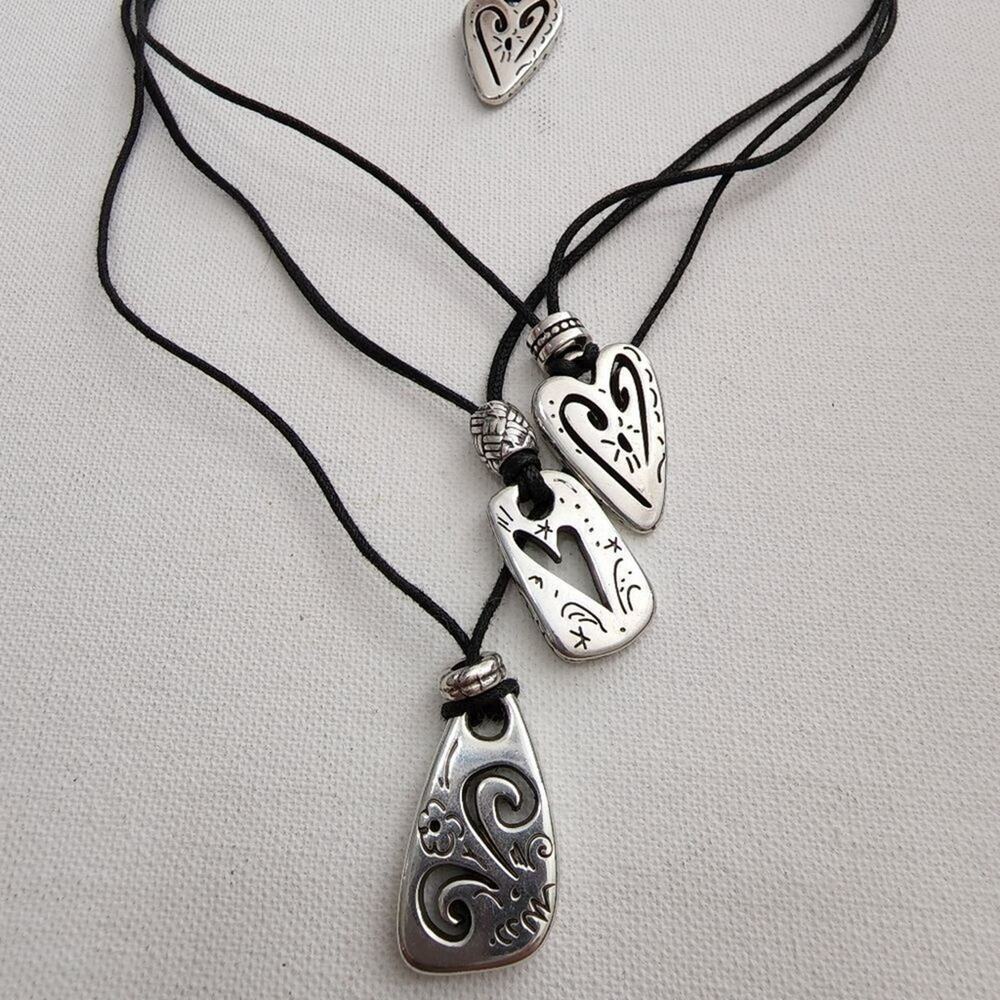 Brighton Brazilian multi charm triple strand leather cord‎ necklace